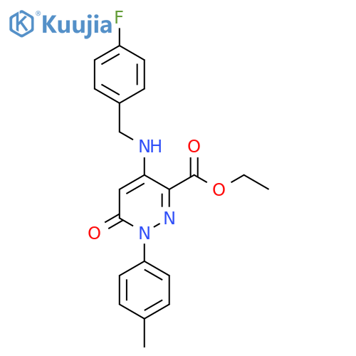 ethyl 4-{(4-fluorophenyl)methylamino}-1-(4-methylphenyl)-6-oxo-1,6-dihydropyridazine-3-carboxylate structure