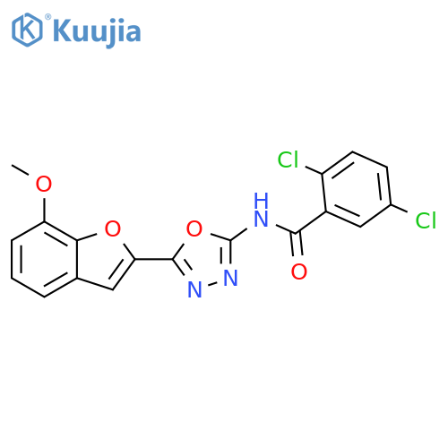 2,5-dichloro-N-5-(7-methoxy-1-benzofuran-2-yl)-1,3,4-oxadiazol-2-ylbenzamide structure
