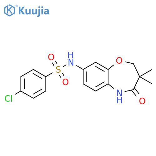 4-chloro-N-(3,3-dimethyl-4-oxo-2,3,4,5-tetrahydro-1,5-benzoxazepin-8-yl)benzene-1-sulfonamide structure