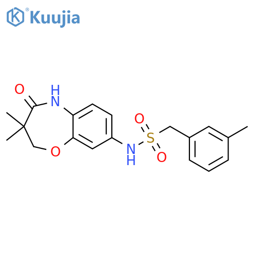 N-(3,3-dimethyl-4-oxo-2,3,4,5-tetrahydro-1,5-benzoxazepin-8-yl)-1-(3-methylphenyl)methanesulfonamide structure