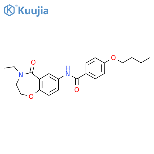 4-butoxy-N-(4-ethyl-5-oxo-2,3,4,5-tetrahydro-1,4-benzoxazepin-7-yl)benzamide structure