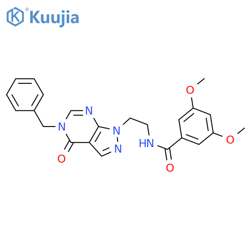 N-(2-{5-benzyl-4-oxo-1H,4H,5H-pyrazolo3,4-dpyrimidin-1-yl}ethyl)-3,5-dimethoxybenzamide structure