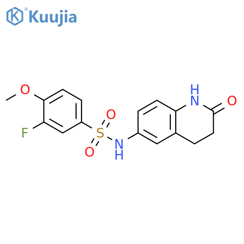 3-fluoro-4-methoxy-N-(2-oxo-1,2,3,4-tetrahydroquinolin-6-yl)benzene-1-sulfonamide structure