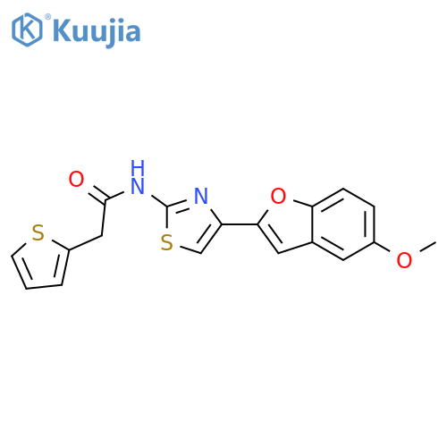 N-4-(5-methoxy-1-benzofuran-2-yl)-1,3-thiazol-2-yl-2-(thiophen-2-yl)acetamide structure