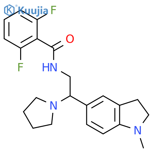 2,6-difluoro-N-2-(1-methyl-2,3-dihydro-1H-indol-5-yl)-2-(pyrrolidin-1-yl)ethylbenzamide structure