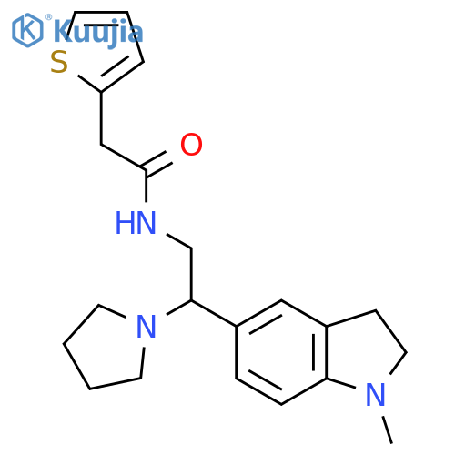 N-2-(1-methyl-2,3-dihydro-1H-indol-5-yl)-2-(pyrrolidin-1-yl)ethyl-2-(thiophen-2-yl)acetamide structure