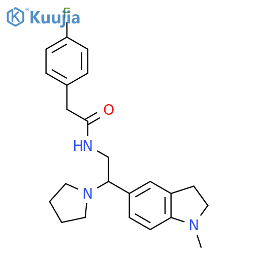 2-(4-fluorophenyl)-N-2-(1-methyl-2,3-dihydro-1H-indol-5-yl)-2-(pyrrolidin-1-yl)ethylacetamide structure