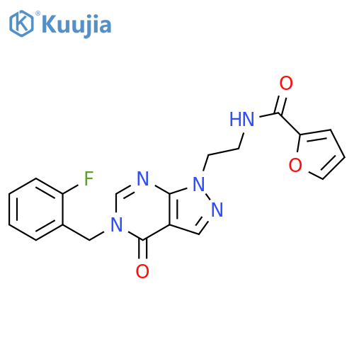 N-(2-{5-(2-fluorophenyl)methyl-4-oxo-1H,4H,5H-pyrazolo3,4-dpyrimidin-1-yl}ethyl)furan-2-carboxamide structure