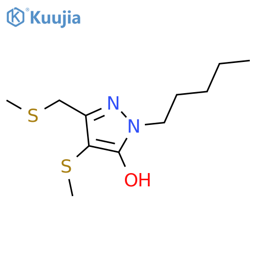 1H-Pyrazol-5-ol, 4-(methylthio)-3-[(methylthio)methyl]-1-pentyl- structure