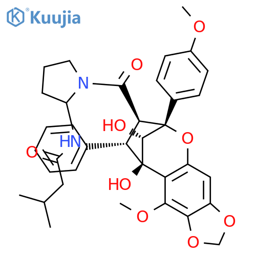 (-)-1-[(2R,3R,4S,5R,10S)-2,3,4,5-tetrahydro-5,10-dihydroxy-2-(4-methoxyphenyl)-6-methoxy-7,8-methylenedioxy-4-phenyl-2,5-methano-1-benzoxepin-3-carbonyl]-2-(3-methylbutanoylamino)pyrrolidine structure