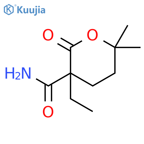 3-Ethyl-6,6-dimethyl-2-oxooxane-3-carboxamide structure