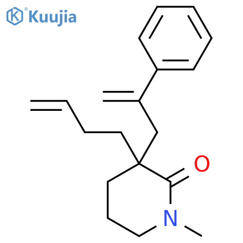 3-(But-3-en-1-yl)-1-methyl-3-(2-phenylprop-2-en-1-yl)piperidin-2-one structure