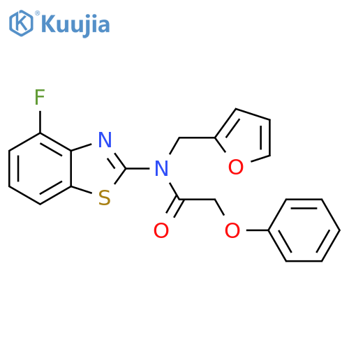 N-(4-fluoro-1,3-benzothiazol-2-yl)-N-(furan-2-yl)methyl-2-phenoxyacetamide structure