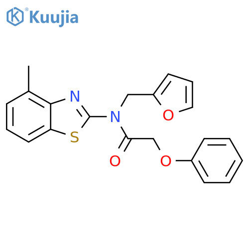N-(furan-2-yl)methyl-N-(4-methyl-1,3-benzothiazol-2-yl)-2-phenoxyacetamide structure
