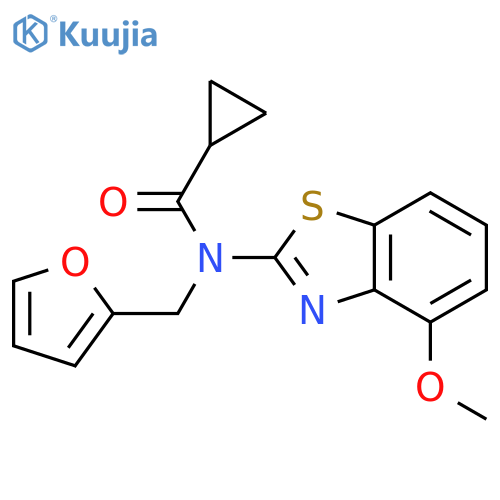 N-(furan-2-yl)methyl-N-(4-methoxy-1,3-benzothiazol-2-yl)cyclopropanecarboxamide structure