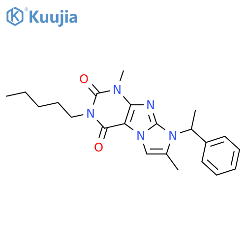 1,7-dimethyl-3-pentyl-8-(1-phenylethyl)-1H,2H,3H,4H,8H-imidazo1,2-gpurine-2,4-dione structure