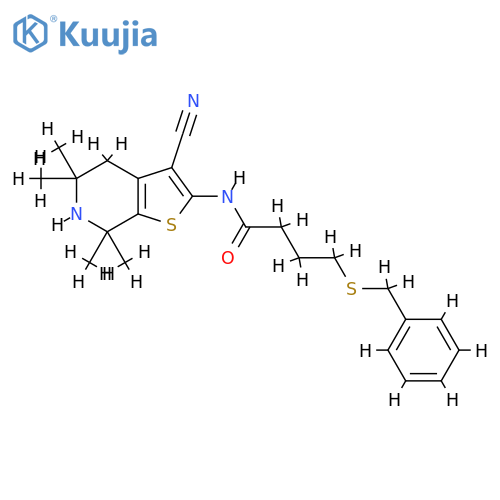 4-(benzylsulfanyl)-N-{3-cyano-5,5,7,7-tetramethyl-4H,5H,6H,7H-thieno2,3-cpyridin-2-yl}butanamide structure