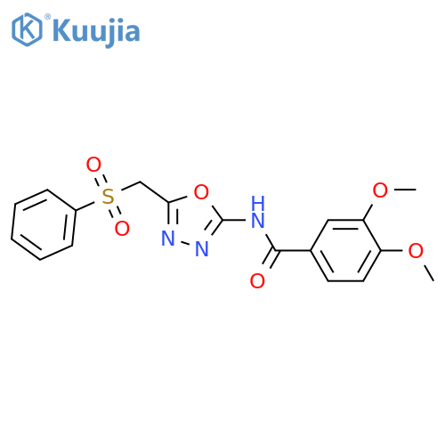 N-{5-(benzenesulfonyl)methyl-1,3,4-oxadiazol-2-yl}-3,4-dimethoxybenzamide structure