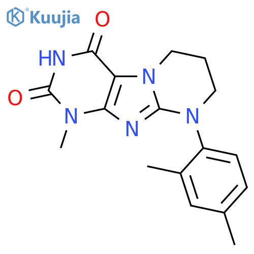 9-(2,4-dimethylphenyl)-1-methyl-1H,2H,3H,4H,6H,7H,8H,9H-pyrimido1,2-gpurine-2,4-dione structure