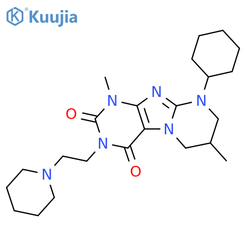 9-cyclohexyl-1,7-dimethyl-3-2-(piperidin-1-yl)ethyl-1H,2H,3H,4H,6H,7H,8H,9H-pyrimido1,2-gpurine-2,4-dione structure