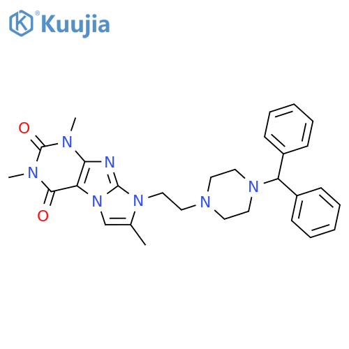 8-{2-4-(diphenylmethyl)piperazin-1-ylethyl}-1,3,7-trimethyl-1H,2H,3H,4H,8H-imidazo1,2-gpurine-2,4-dione structure