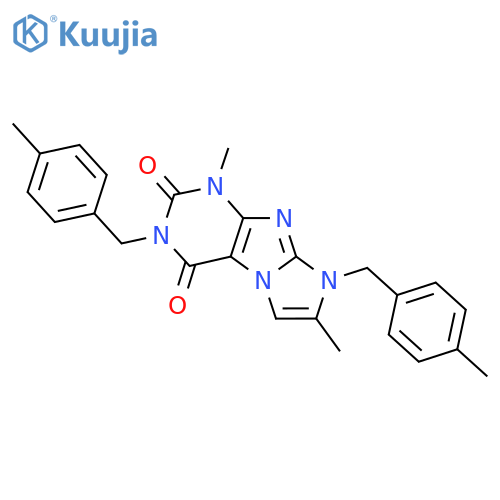 1,7-dimethyl-3,8-bis(4-methylphenyl)methyl-1H,2H,3H,4H,8H-imidazo1,2-gpurine-2,4-dione structure
