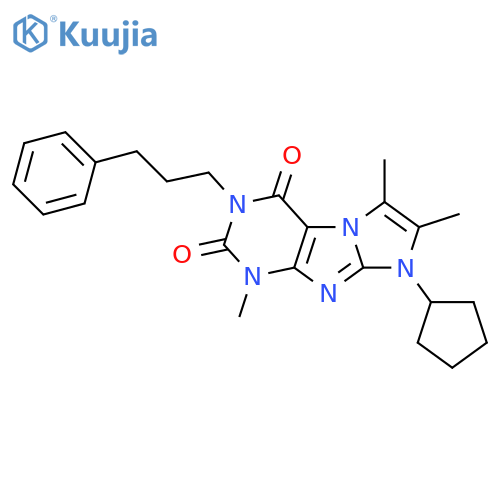 8-cyclopentyl-1,6,7-trimethyl-3-(3-phenylpropyl)-1H,2H,3H,4H,8H-imidazo1,2-gpurine-2,4-dione structure
