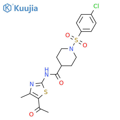 N-(5-acetyl-4-methyl-1,3-thiazol-2-yl)-1-(4-chlorobenzenesulfonyl)piperidine-4-carboxamide structure