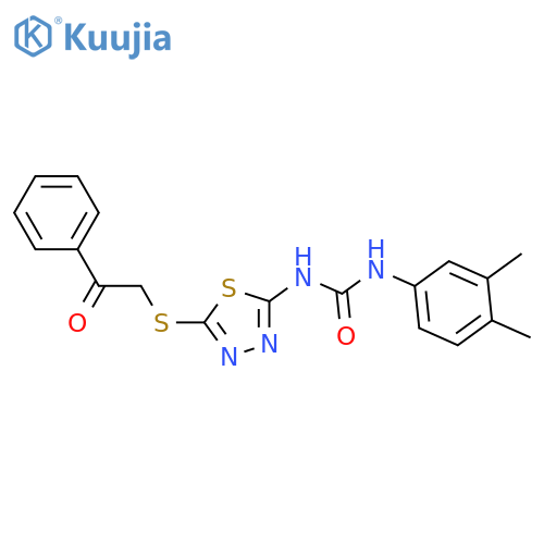 1-(3,4-dimethylphenyl)-3-{5-(2-oxo-2-phenylethyl)sulfanyl-1,3,4-thiadiazol-2-yl}urea structure