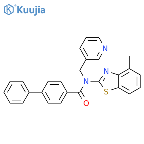 N-(4-methyl-1,3-benzothiazol-2-yl)-N-(pyridin-3-yl)methyl-1,1'-biphenyl-4-carboxamide structure