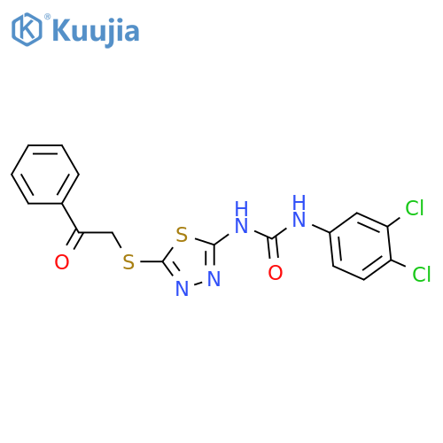 1-(3,4-dichlorophenyl)-3-{5-(2-oxo-2-phenylethyl)sulfanyl-1,3,4-thiadiazol-2-yl}urea structure