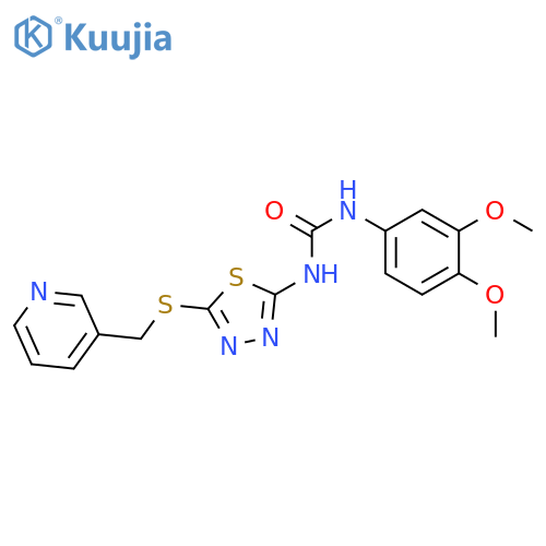 1-(3,4-dimethoxyphenyl)-3-(5-{(pyridin-3-yl)methylsulfanyl}-1,3,4-thiadiazol-2-yl)urea structure