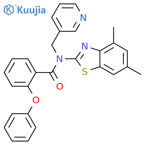 N-(4,6-dimethyl-1,3-benzothiazol-2-yl)-2-phenoxy-N-(pyridin-3-yl)methylbenzamide structure