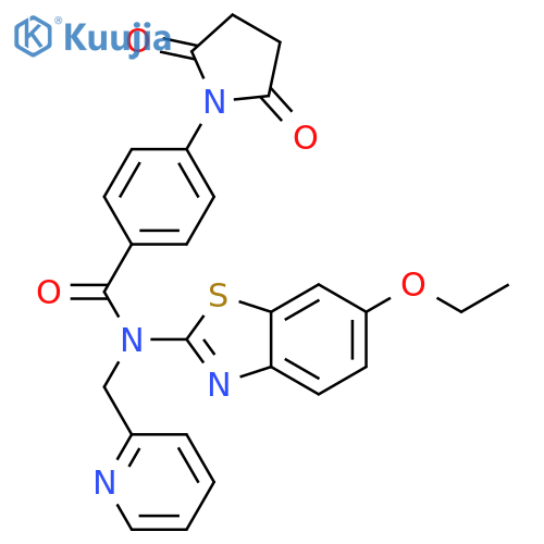 4-(2,5-dioxopyrrolidin-1-yl)-N-(6-ethoxy-1,3-benzothiazol-2-yl)-N-(pyridin-2-yl)methylbenzamide structure