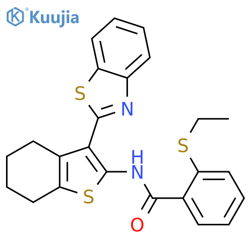 N-3-(1,3-benzothiazol-2-yl)-4,5,6,7-tetrahydro-1-benzothiophen-2-yl-2-(ethylsulfanyl)benzamide structure