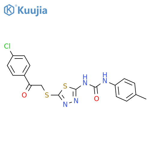 3-(5-{2-(4-chlorophenyl)-2-oxoethylsulfanyl}-1,3,4-thiadiazol-2-yl)-1-(4-methylphenyl)urea structure