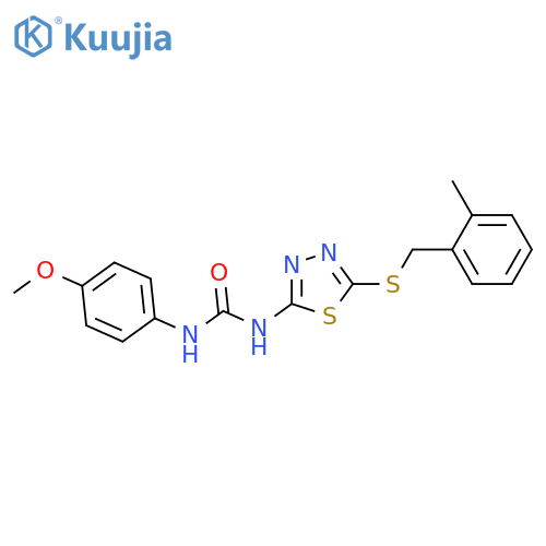1-(4-methoxyphenyl)-3-(5-{(2-methylphenyl)methylsulfanyl}-1,3,4-thiadiazol-2-yl)urea structure