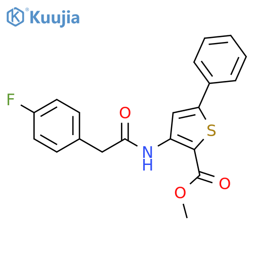 methyl 3-2-(4-fluorophenyl)acetamido-5-phenylthiophene-2-carboxylate structure