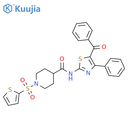 N-(5-benzoyl-4-phenyl-1,3-thiazol-2-yl)-1-(thiophene-2-sulfonyl)piperidine-4-carboxamide structure
