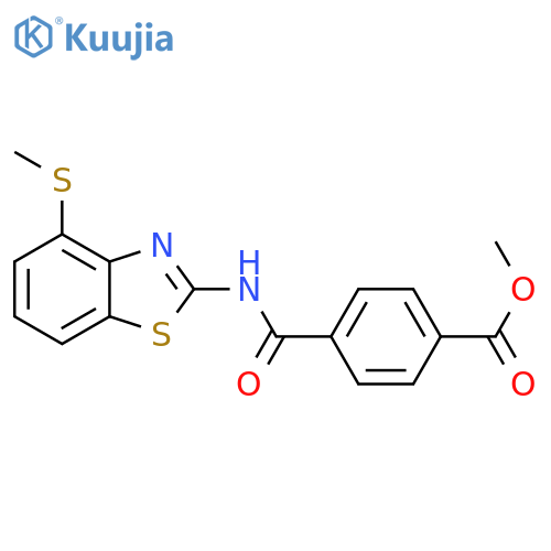 methyl 4-{4-(methylsulfanyl)-1,3-benzothiazol-2-ylcarbamoyl}benzoate structure