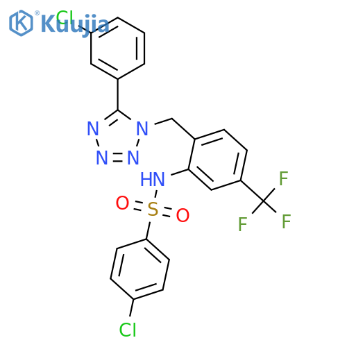 BENZENESULFONAMIDE, 4-CHLORO-N-[2-[[5-(3-CHLOROPHENYL)-1H-TETRAZOL-1-YL]METHYL]-5-(TRIFLUOROMETHYL)PHENYL]- structure