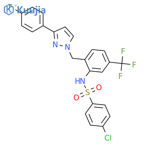 BENZENESULFONAMIDE, 4-CHLORO-N-[2-[[3-(4-FLUOROPHENYL)-1H-PYRAZOL-1-YL]METHYL]-5-(TRIFLUOROMETHYL)PHENYL]- structure