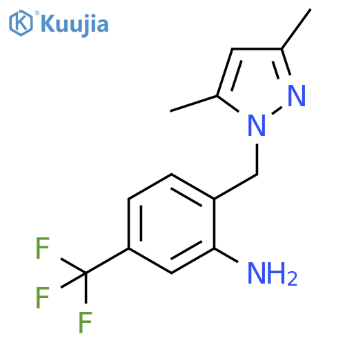 Benzenamine,2-[(3,5-dimethyl-1H-pyrazol-1-yl)methyl]-5-(trifluoromethyl)- structure