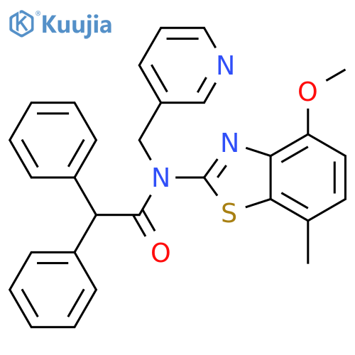 N-(4-methoxy-7-methyl-1,3-benzothiazol-2-yl)-2,2-diphenyl-N-(pyridin-3-yl)methylacetamide structure