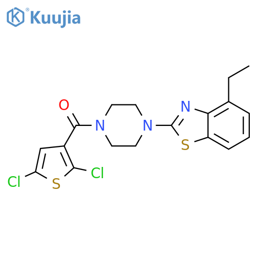 2-4-(2,5-dichlorothiophene-3-carbonyl)piperazin-1-yl-4-ethyl-1,3-benzothiazole structure