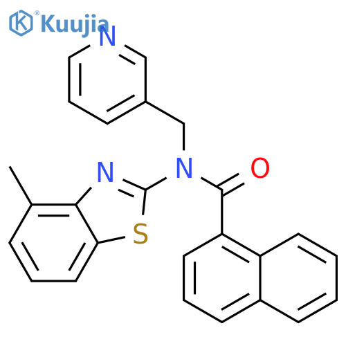 N-(4-methyl-1,3-benzothiazol-2-yl)-N-(pyridin-3-yl)methylnaphthalene-1-carboxamide structure
