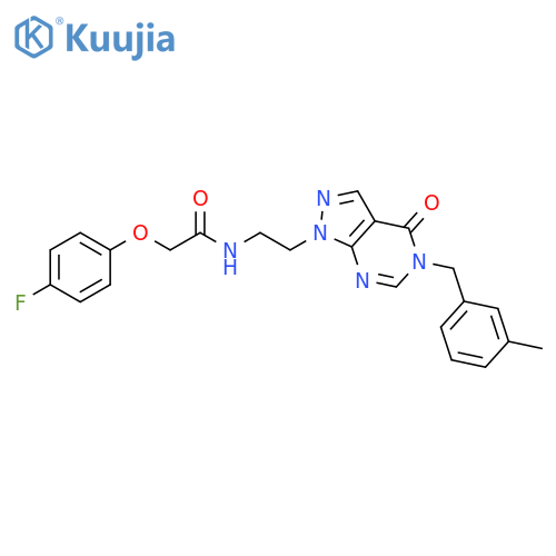 2-(4-fluorophenoxy)-N-(2-{5-(3-methylphenyl)methyl-4-oxo-1H,4H,5H-pyrazolo3,4-dpyrimidin-1-yl}ethyl)acetamide structure