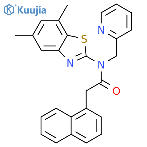 N-(5,7-dimethyl-1,3-benzothiazol-2-yl)-2-(naphthalen-1-yl)-N-(pyridin-2-yl)methylacetamide structure