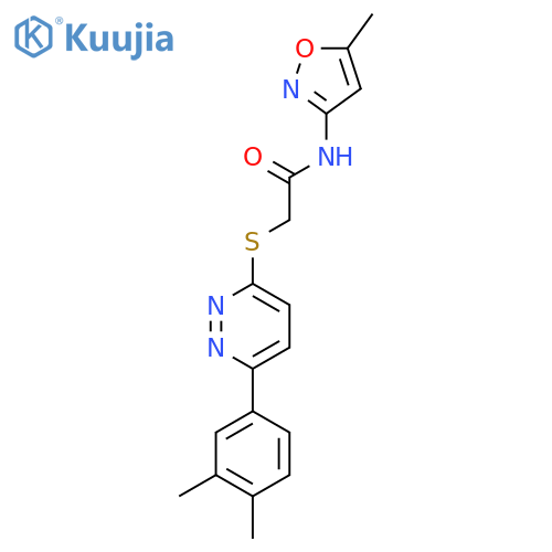 2-{6-(3,4-dimethylphenyl)pyridazin-3-ylsulfanyl}-N-(5-methyl-1,2-oxazol-3-yl)acetamide structure