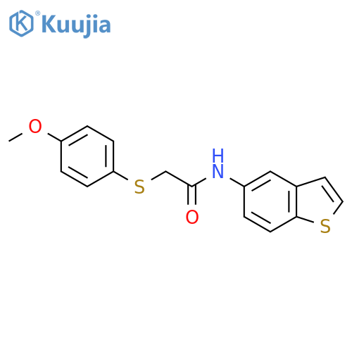 N-(1-benzothiophen-5-yl)-2-(4-methoxyphenyl)sulfanylacetamide structure